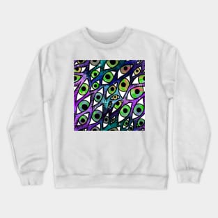 Trippy Galaxy Rainbow Swirl Eyes Purple and Green Crewneck Sweatshirt